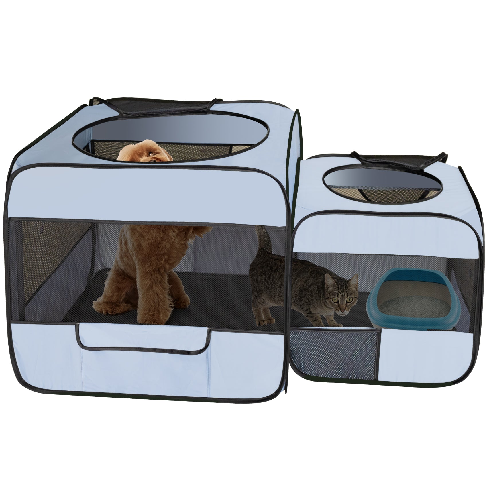 Alvantor Pop up Portable Cat Playpen 2-in-1 Dog Playpen,No Assembly Need, Pet Cat Dog Tent Crates with Pet Pee Pads,(53.2''x31.5''x27.6''H)