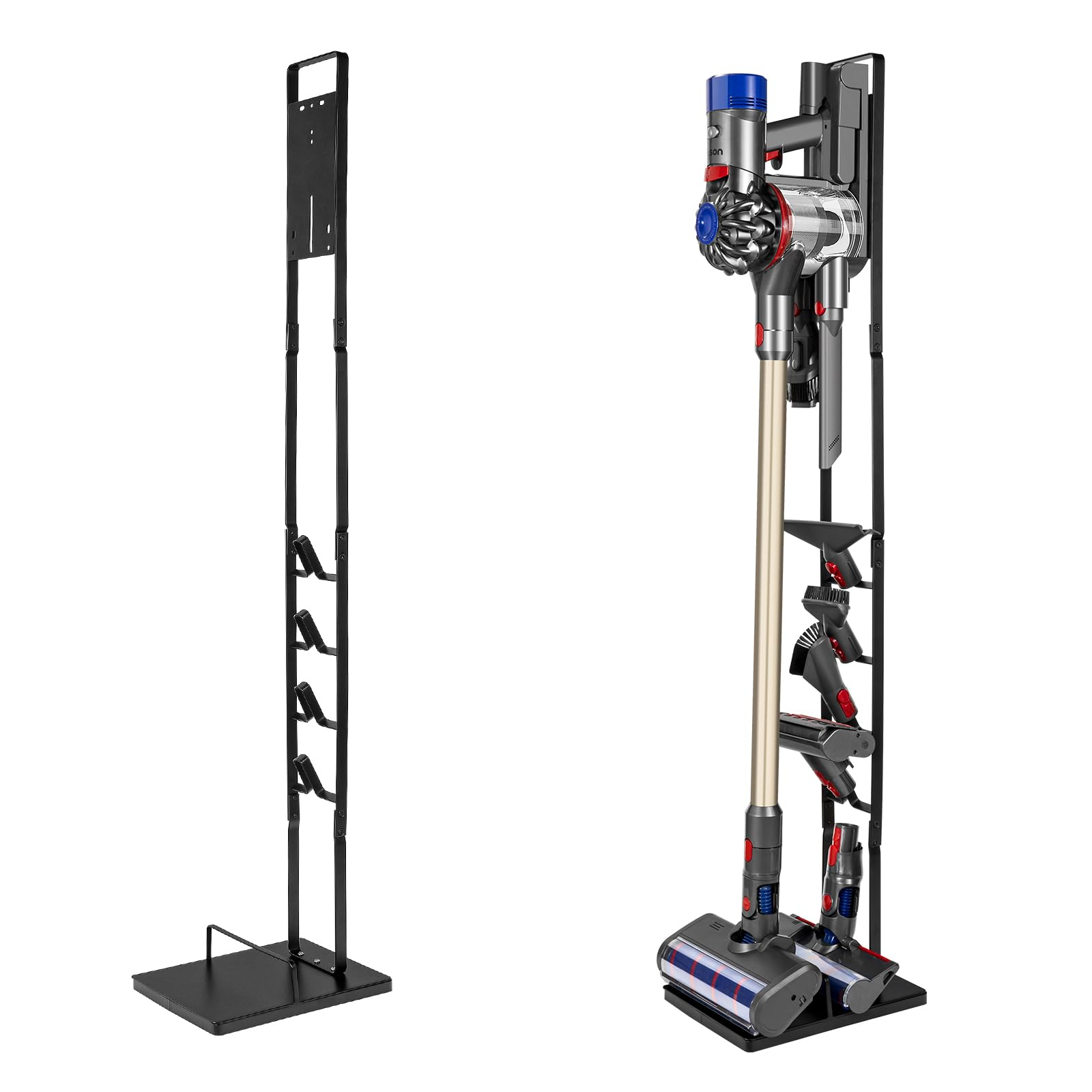 Cordless Vacuum Stand with Clamp & Accessory Hooks – Heavy Metal Base (V6–V15 Compatible)