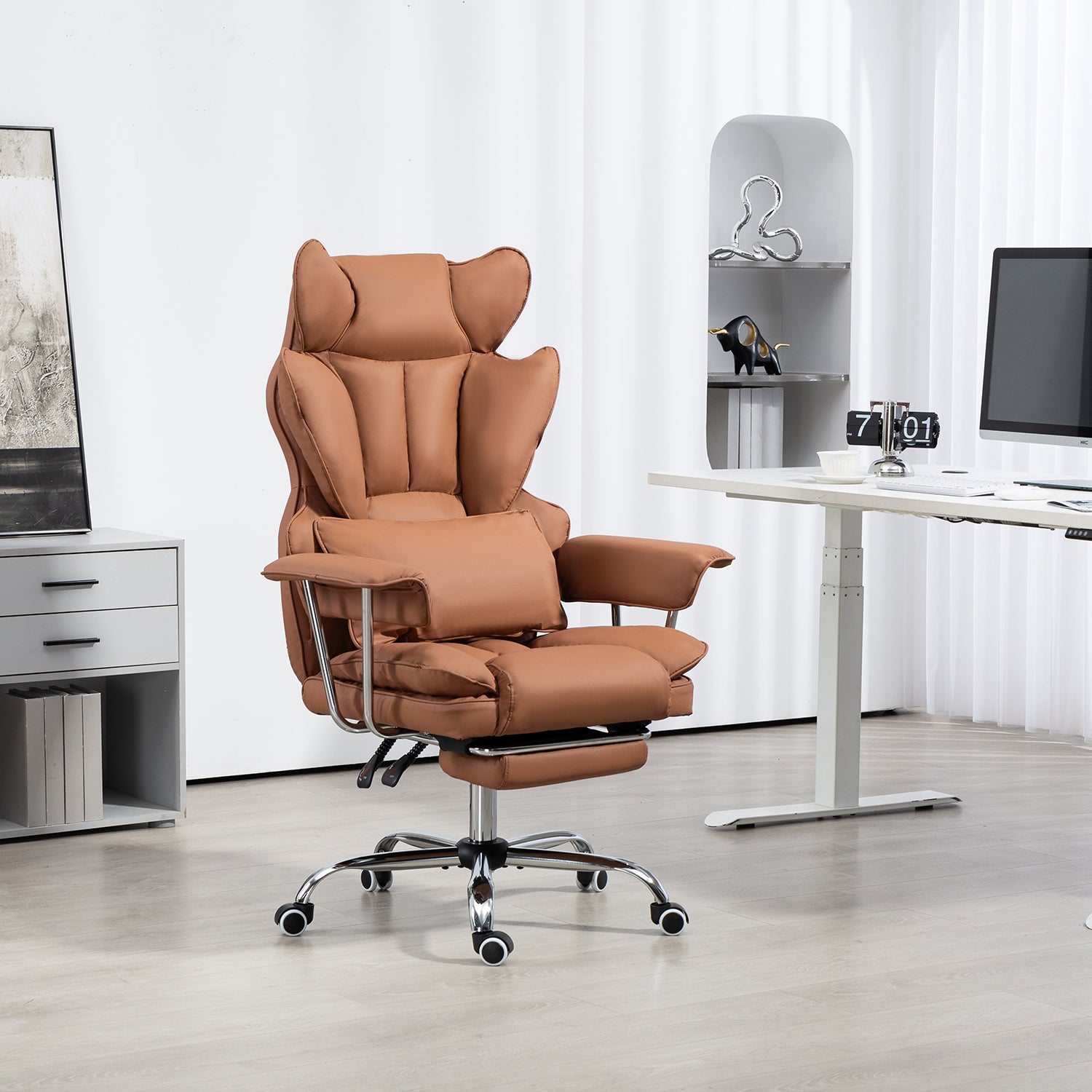 Big & Tall Executive Leather Office Chair – 400lbs Ergonomic High Back Desk Chair with Lumbar Support, Adjustable Tilt, Footrest & Padded Armrests