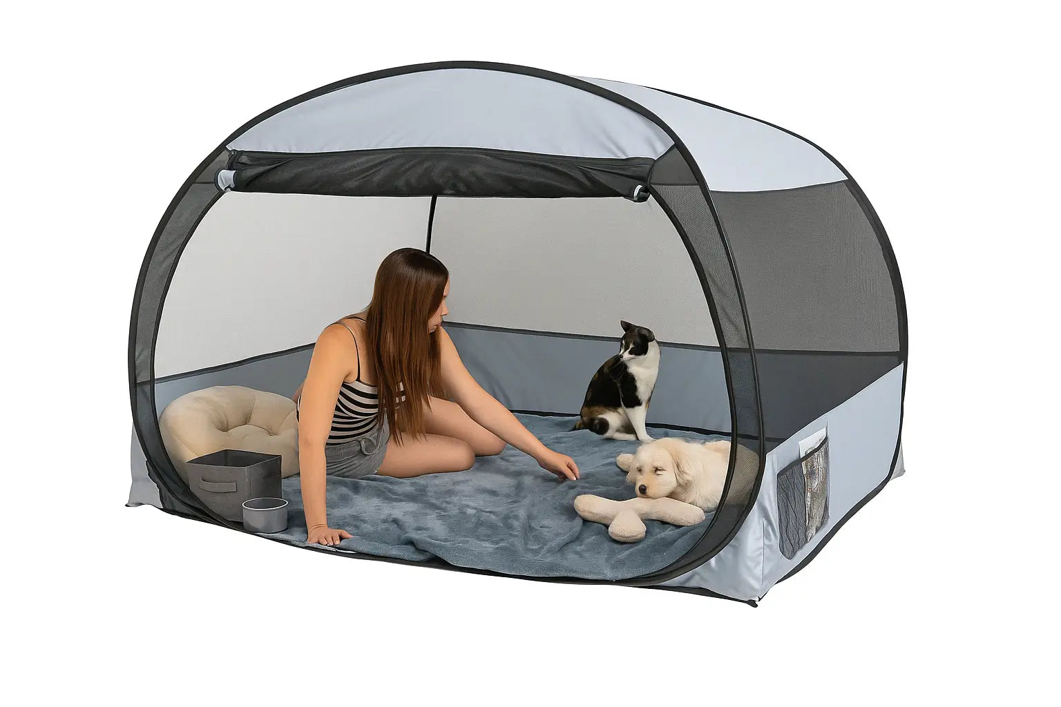 XXL Pop Up Pet Playpen Tent – 10'x4.8' Portable Cat & Dog Enclosure, Leakproof & Anti-Bug Shelter