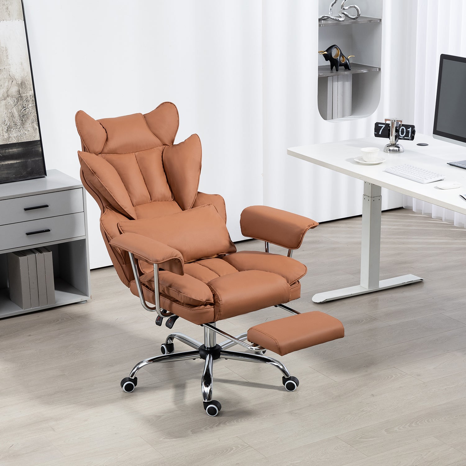 Big & Tall Executive Leather Office Chair – 400lbs Ergonomic High Back Desk Chair with Lumbar Support, Adjustable Tilt, Footrest & Padded Armrests