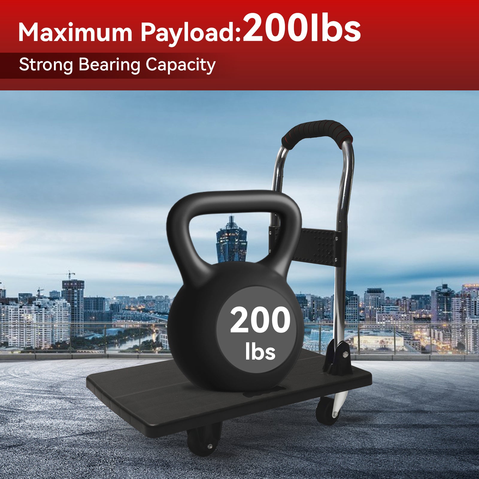 Folding Platform Truck Cart 200LBS/1000LBS – Heavy Duty Push Dolly with Swivel Wheels, Foldable Handle