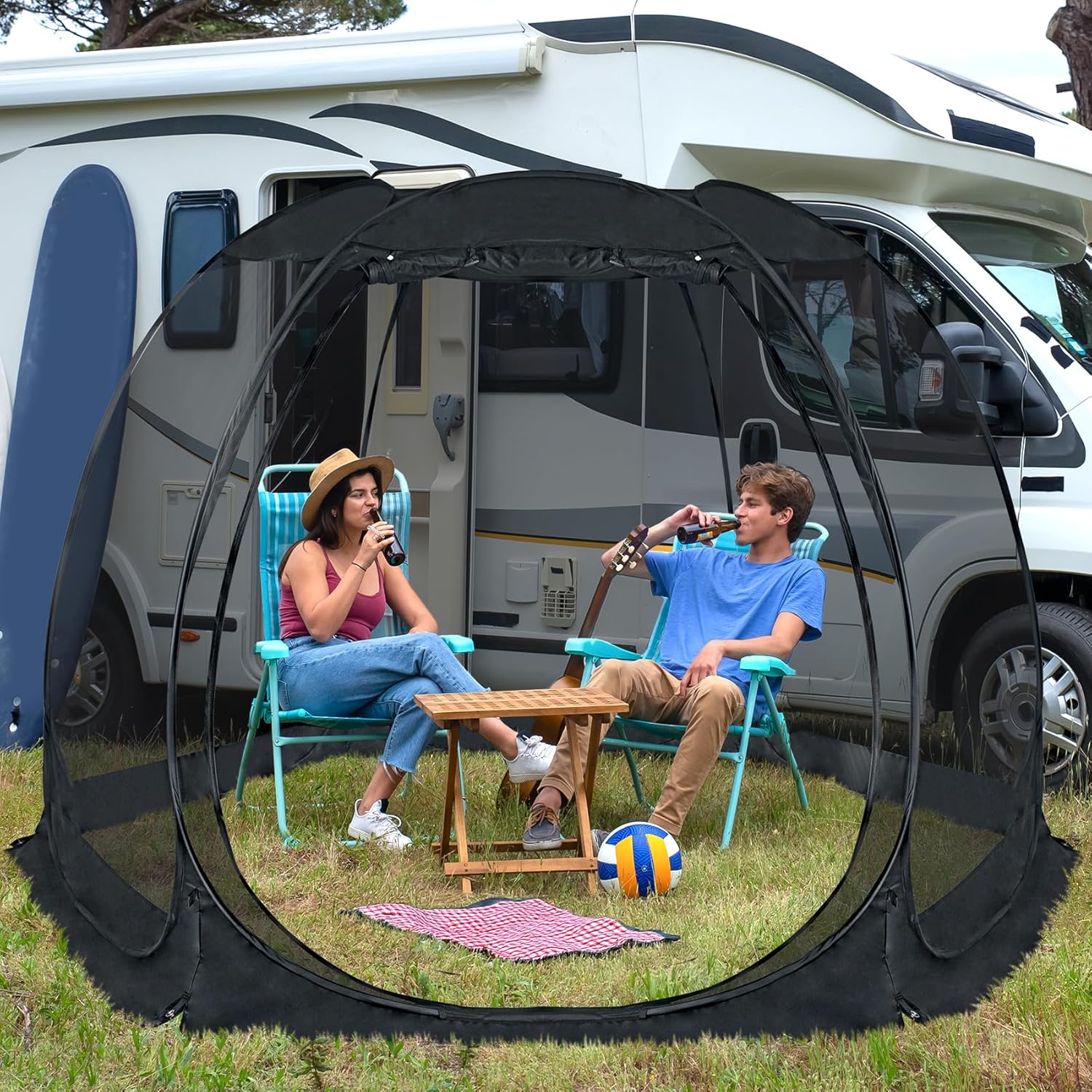 Alvantor Screen House Camping Room Outdoor Gazebo Shelter Tent Instant Pop Up Sun Shade for Patio, Backyard, Deck & Outdoor,Black