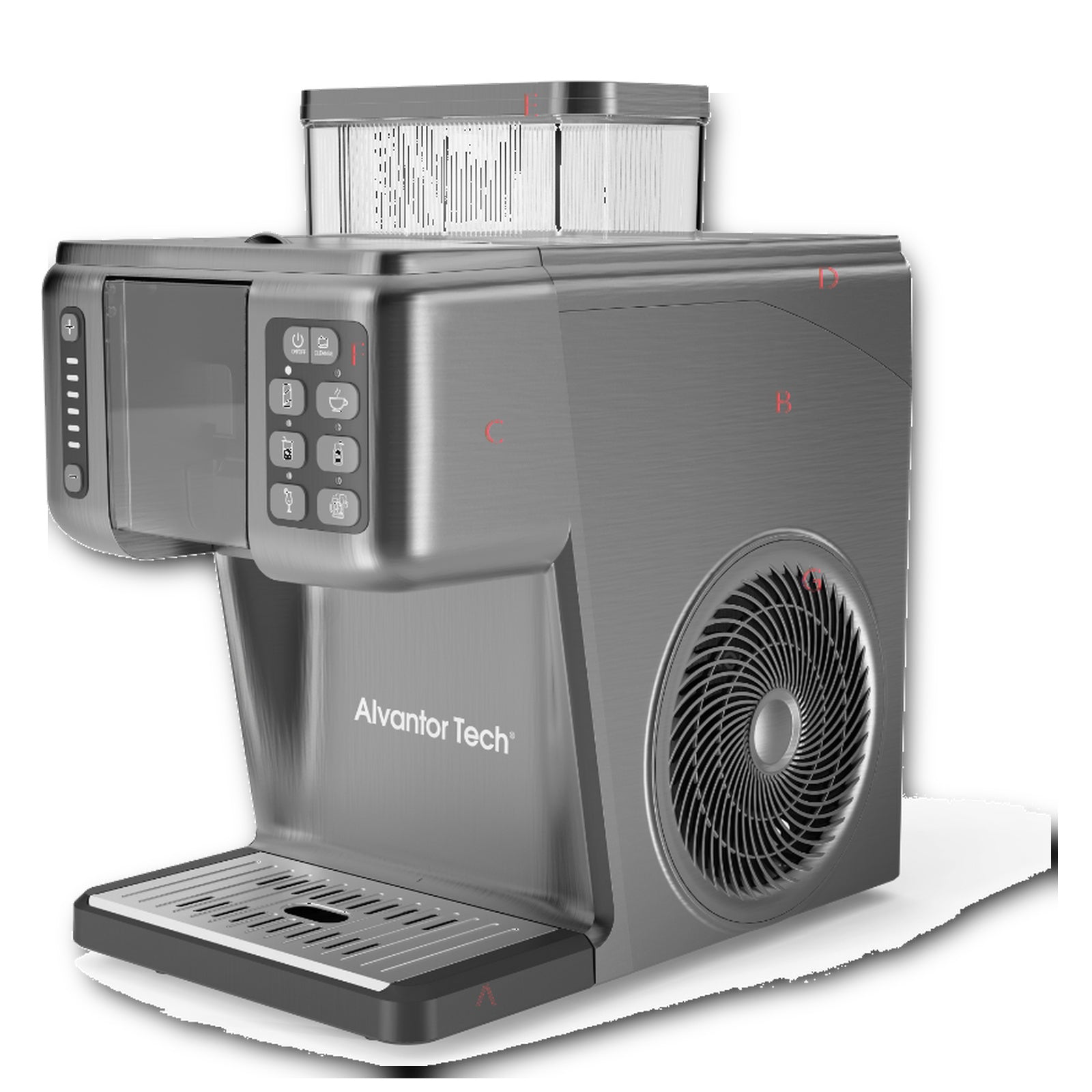 Alvantor Tech® Countertop Flake Ice Maker, Ice Ready in 1–3 Min, 44 lb/Day, 0.8L Water Tank, Compressor Cooling, Multi-Speed Button Control, 120V 170W