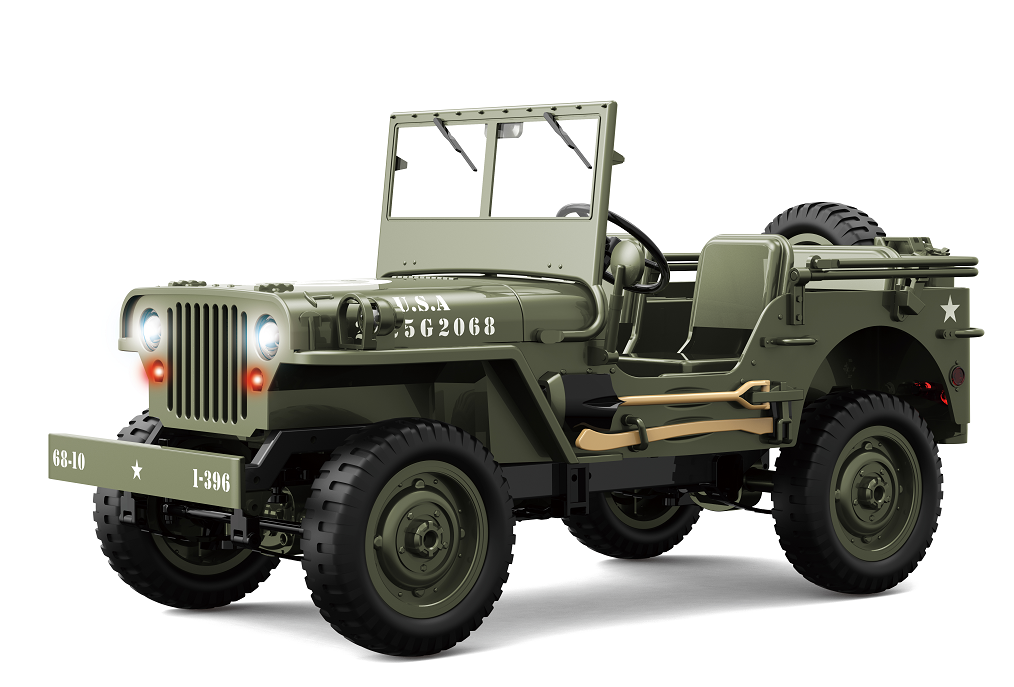 C Rock Crawler 1/10 RC Truck – 4x4 Off-Road Military Remote Control Car with Metal Chassis, LED Lights & Proportional Steering – RTR All-Terrain RC Vehicle for Age 15+