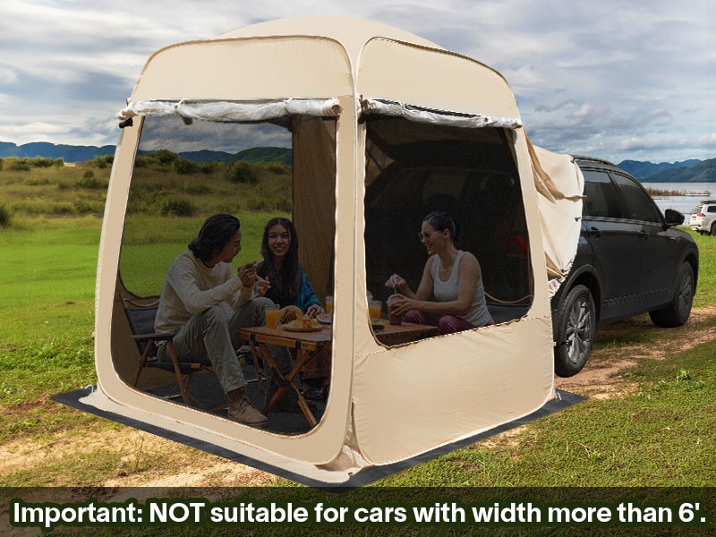 All-Weather SUV Camping Screen Tent – Pop Up Mesh Shelter with Waterproof PVC, Instant Setup Screen House for Car, Van, Outdoor Travel